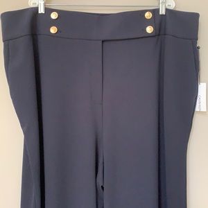 Calvin Klein navy blue dress pants trousers poly spandex pockets size 24W NWT